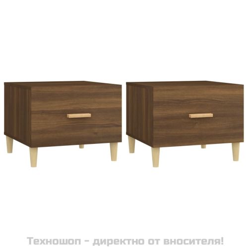 Кафе маси, 2 бр, кафяв дъб, 50x50x40 см, инженерно дърво