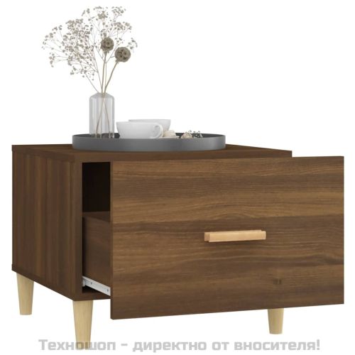 Кафе маси, 2 бр, кафяв дъб, 50x50x40 см, инженерно дърво