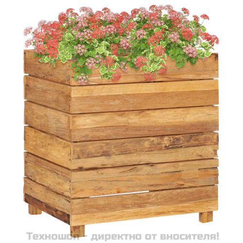 Повдигната леха 50x40x55 см рециклирано тиково дърво и стомана