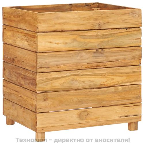 Повдигната леха 50x40x55 см рециклирано тиково дърво и стомана