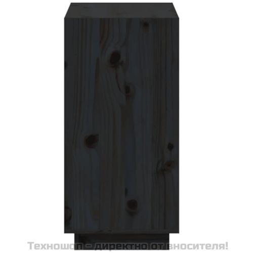 Библиотека, черна, 60x35x71 см, борово дърво масив