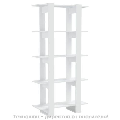 Библиотека/разделител за стая бяла 80x30x160 см инженерно дърво