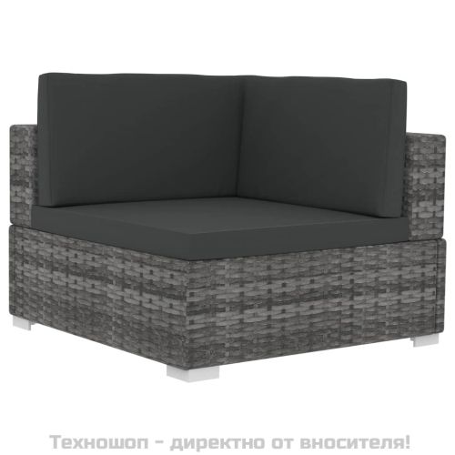 Модулни ъглови фотьойли с възглавници, 2 бр, полиратан, сиви