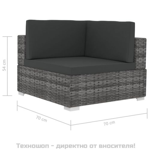Модулни ъглови фотьойли с възглавници, 2 бр, полиратан, сиви