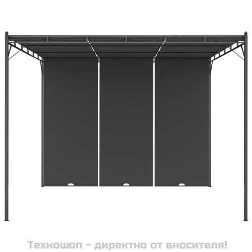 Градинска шатра със странична завеса 3x3x2,25 м антрацит