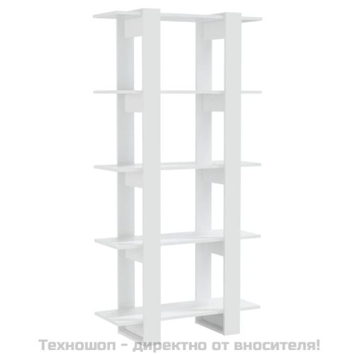 Библиотека/разделител за стая, бял гланц, 80x30x160 см