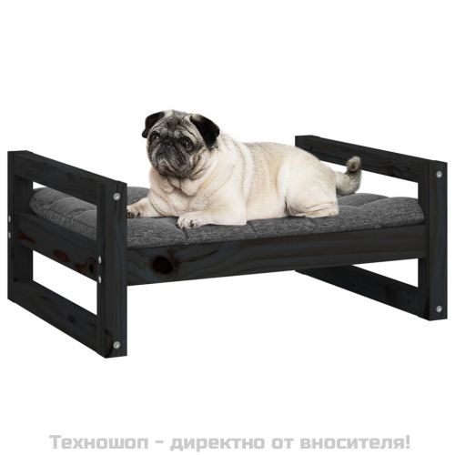 Кучешко легло, черно, 65,5x50,5x28 см, борова дървесина масив