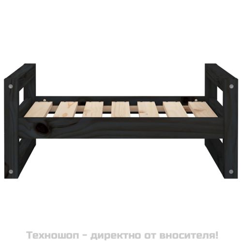 Кучешко легло, черно, 65,5x50,5x28 см, борова дървесина масив