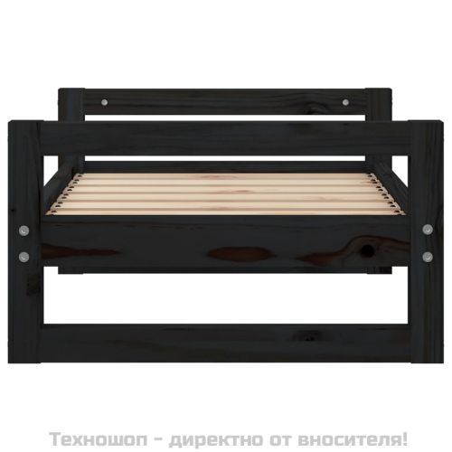 Кучешко легло, черно, 65,5x50,5x28 см, борова дървесина масив