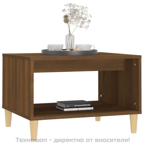 Кафе маса, кафяв дъб, 60x50x40 см, инженерно дърво