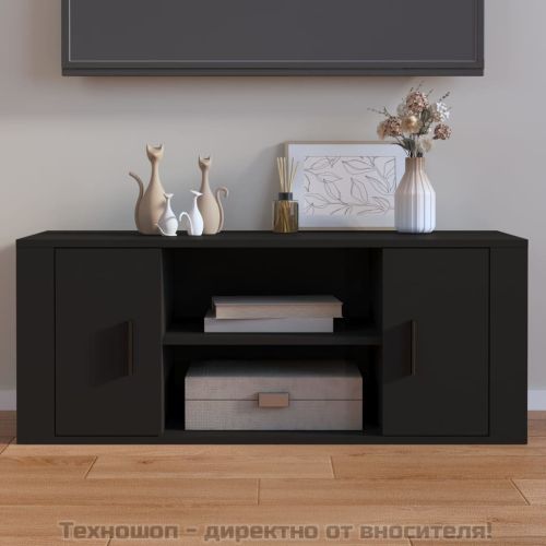 ТB шкаф, черен, 100x35x40 см, инженерно дърво