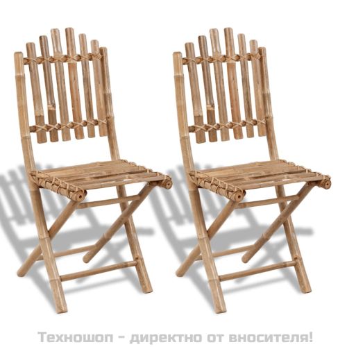 Сгъваеми градински столове, 2 бр, бамбук