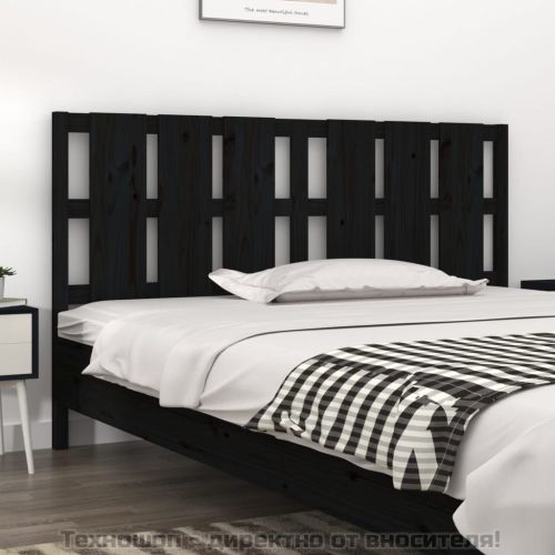 Горна табла за легло, черна, 165,5x4x100 см, бор масив