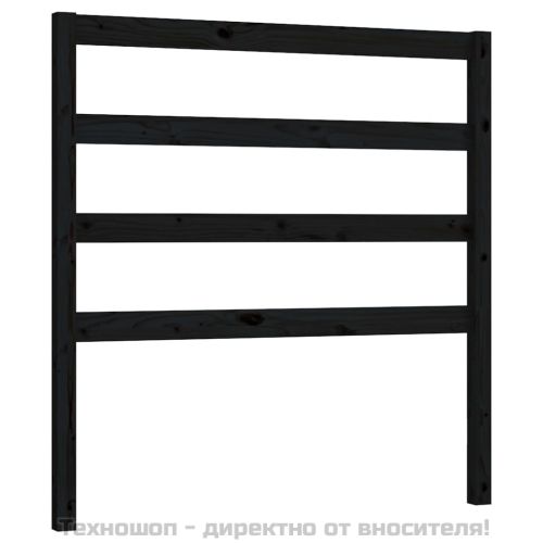 Горна табла за легло, черна, 106x4x100 см, бор масив