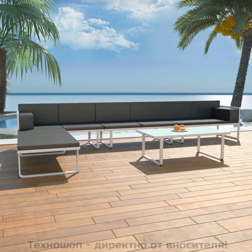 Градински комплект от 5 части, textilene, алуминий, черен