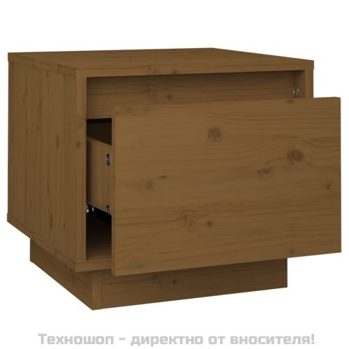 Нощни шкафчета, 2 бр, меденокафяви, 35x34x32 см, бор масив