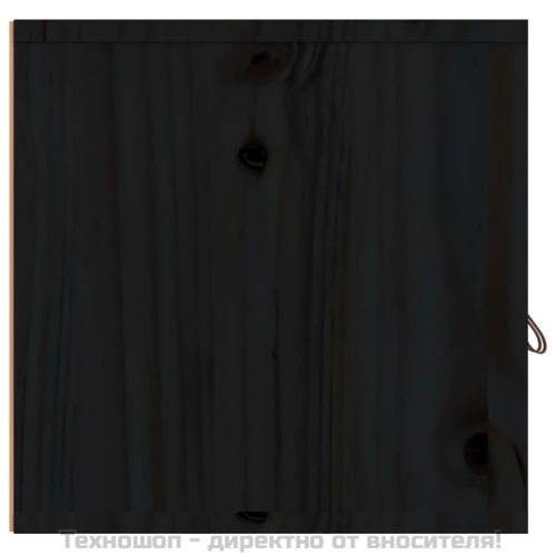 Стенен шкаф, черен, 80x30x30 см, борово дърво масив