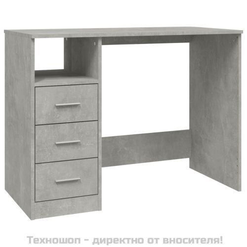 Бюро с чекмеджета, бетонно сив, 102x50x76 см, инженерно дърво