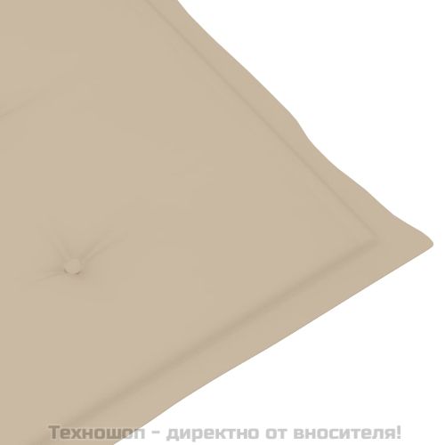Възглавници за столове с облегалки 4 бр бежови 120x50x3 см плат