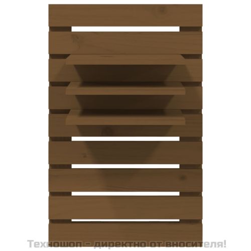 Нощни рафтове за стена, 2 бр, меденокафяви, борово дърво масив