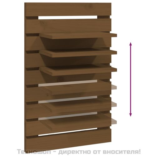 Нощни рафтове за стена, 2 бр, меденокафяви, борово дърво масив