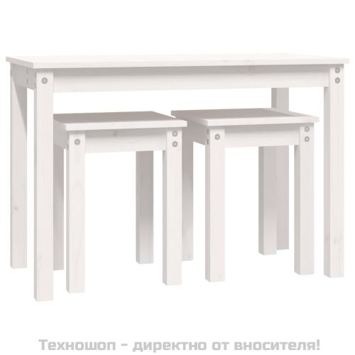 Стифиращи маси, 3 бр, бели, бор масив