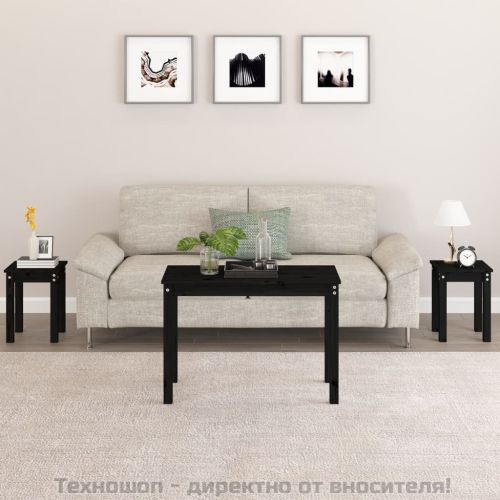 Стифиращи маси, 3 бр, черни, бор масив