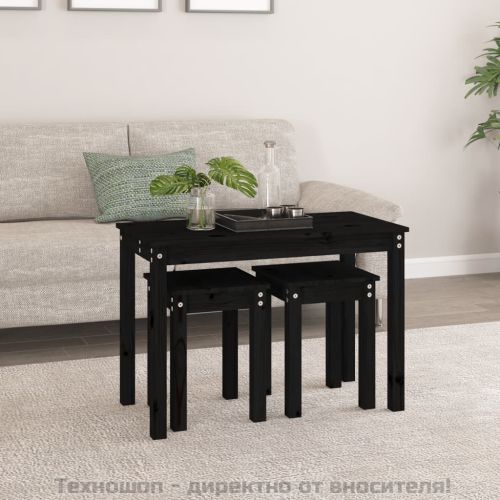 Стифиращи маси, 3 бр, черни, бор масив