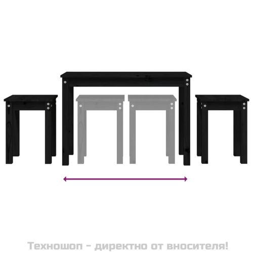 Стифиращи маси, 3 бр, черни, бор масив