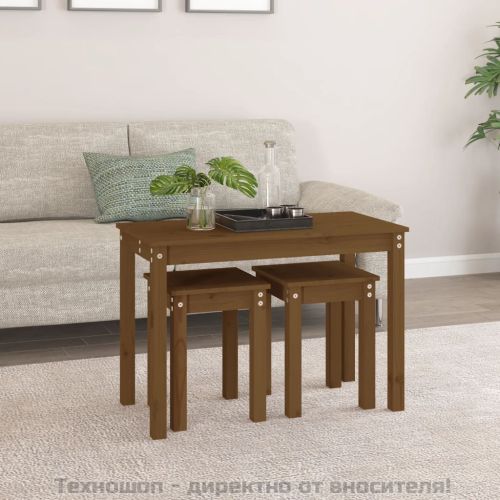 Стифиращи маси, 3 бр, меденокафяви, бор масив