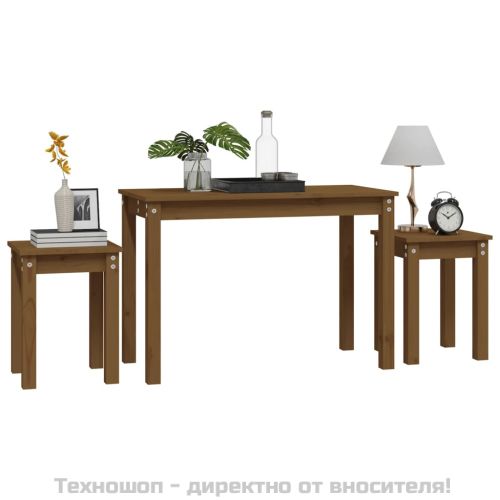 Стифиращи маси, 3 бр, меденокафяви, бор масив