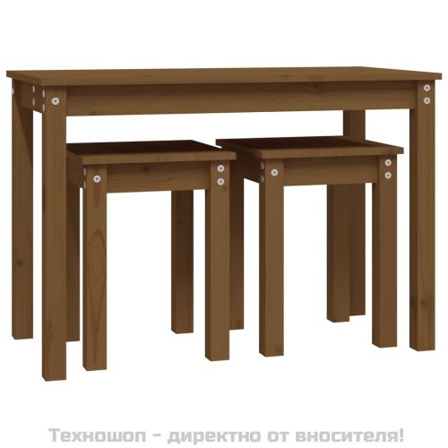 Стифиращи маси, 3 бр, меденокафяви, бор масив