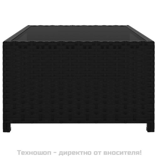 Накланящи се градински столове, 2 бр, с маса, черен, полиратан