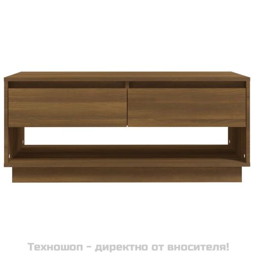 Кафе маса, кафяв дъб, 102,5x55x44 см, инженерно дърво