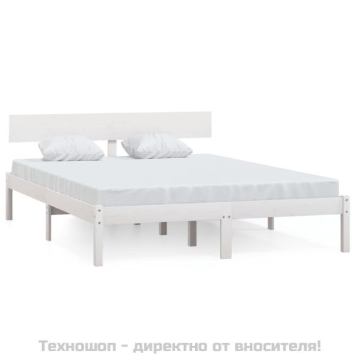 Рамка за легло, бяла, бор масив, 150x200 cм, King Size