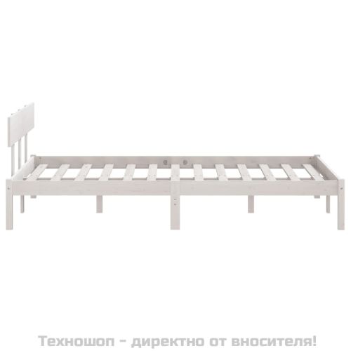 Рамка за легло, бяла, бор масив, 150x200 cм, King Size