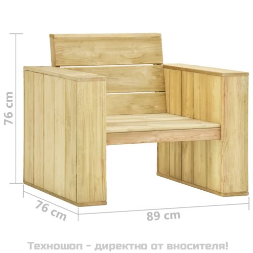 Градински стол, 89x76x76 см, импрегнирано борово дърво