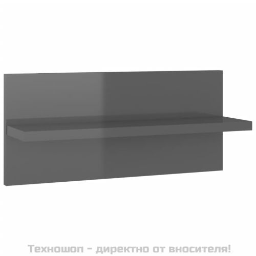 Стенни рафтове, 4 бр, сив гланц, 40x11,5x18 см