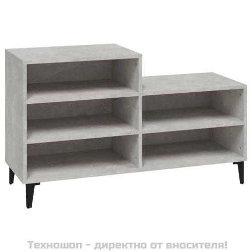 Шкаф за обувки, бетонно сив, 102x36x60 см, инженерно дърво