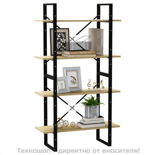 4-етажна библиотека, дъб сонома, 80x30x140 см, инженерно дърво