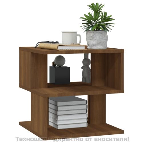 Странична маса, кафяв дъб, 40x40x40 см, инженерно дърво