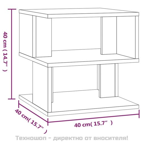 Странична маса, кафяв дъб, 40x40x40 см, инженерно дърво