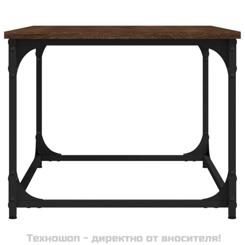 Маса за кафе, кафяв дъб, 80x50x40 см, инженерно дърво и желязо