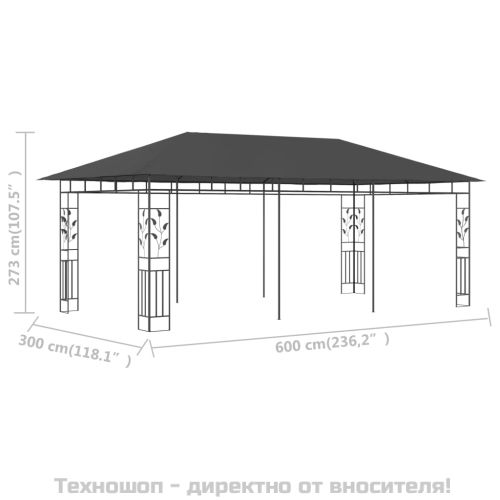 Шатра с мрежа против комари, 6x3x2,73 м, антрацит