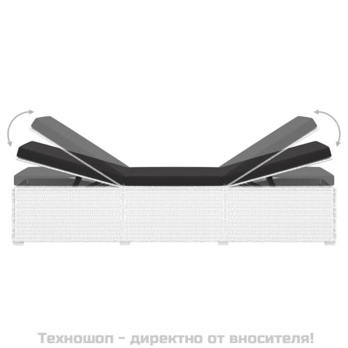 Шезлонг с шалте и маса за чай, бял полиратан