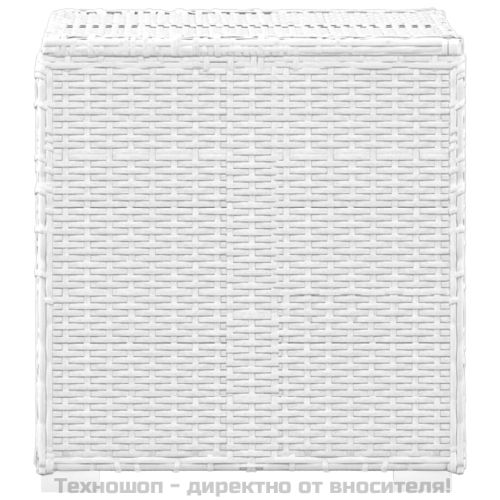 Шезлонг с шалте и маса за чай, бял полиратан