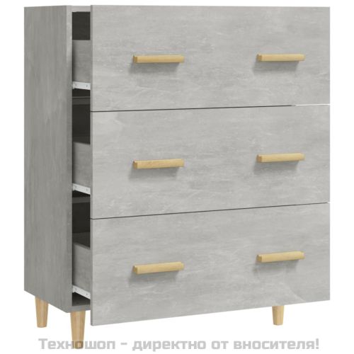 Сайдборд, бетонно сив, 70x34x90 см, инженерно дърво