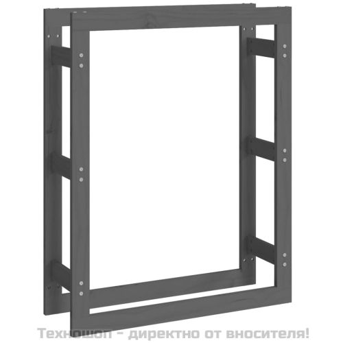 Поставка за дърва за огрев сива 80x25x100 см масивно дърво бор