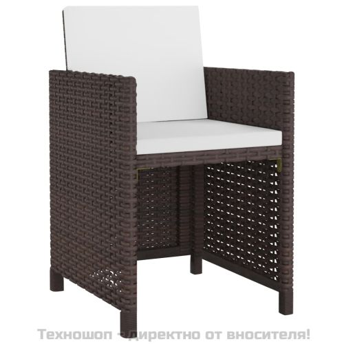 Градински комплект с възглавници, 11 части, кафяв полиратан