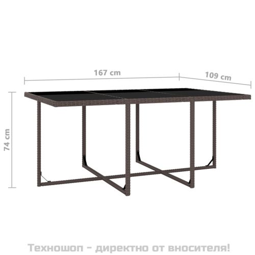 Градински комплект с възглавници, 11 части, кафяв полиратан